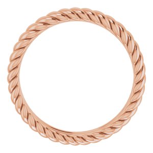 14K Rose Gold 3.5 Mm Polished Rope Band Size 5.5