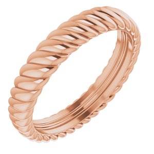 14K Rose Gold 3.5 Mm Polished Rope Band Size 5.5