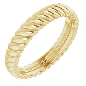 18K Yellow Gold 3.5 Mm Polished Rope Band Size 5.5
