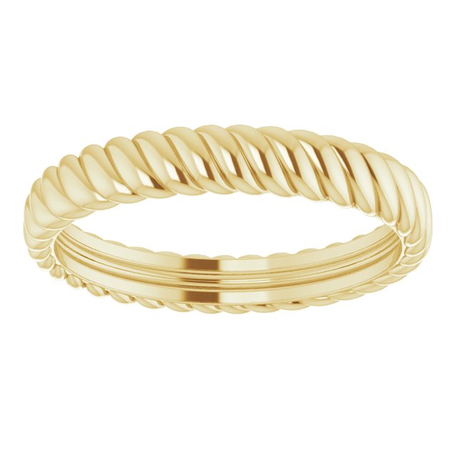14K Yellow Gold 3.5 Mm Polished Rope Comfort- Fit Band, Size 9