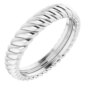 14K White Gold 3.5 Mm Polished Rope Band Size 4.5