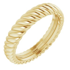 14K Yellow Gold 3.5 Mm Polished Rope Band Size 4