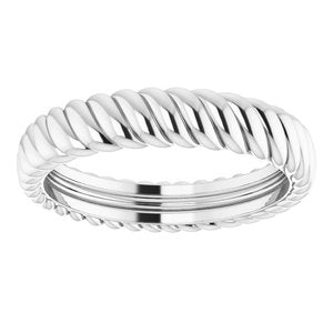 14K White Gold 3.5 Mm Polished Rope Band Size 4.5