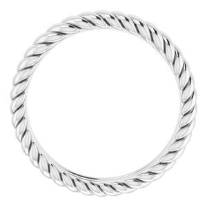 14K White Gold 3.5 Mm Polished Rope Band Size 4.5