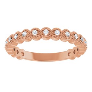 14K Rose Gold Natural Diamond Round 1.3 Mm Polished 1/6 Ctw Natural Diamond Anniversary Band Size 7