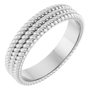 Platinum 3-Layered Stacked Rope Band Size 6