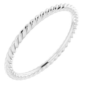 14K Yellow Or White Or Rose Gold Or Sterling Silver Or Platinum Skinny Rope Band