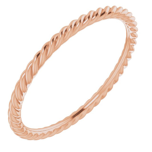 10K White Or Rose Gold Polished Skinny Rope Standard-Fit Band