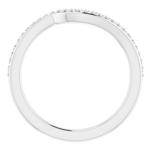 14K White Gold Round 1.4 Mm Polished 1/8 Ctw Natural Diamond Matching Band Size 7