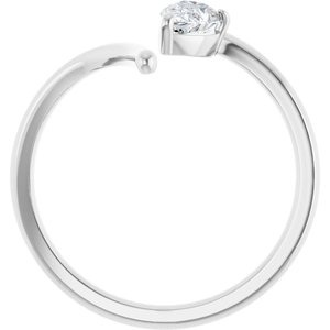 14K White Gold Pear 6 X 4 Mm Polished 1/3 Ct Lab-Grown Diamond Negative Space Ring Size 7