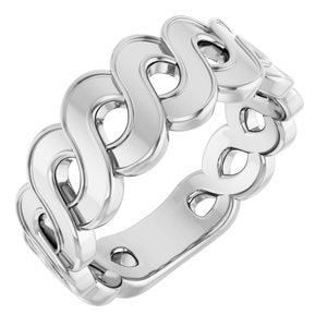 14K White Gold Polished Wave Ring Size 7