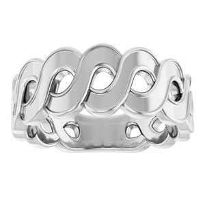 14K White Gold Polished Wave Ring Size 7