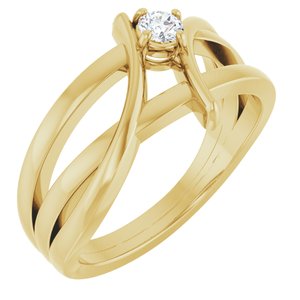 14K Yellow Gold Round 3.2 Mm Polished 1/8 Ct Lab-Grown Diamond Ring Size 7