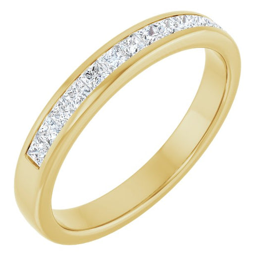 14K Yellow Gold Square 2 X 2 Mm Polished 5/8 Ctw Natural Diamond Band, Size 11