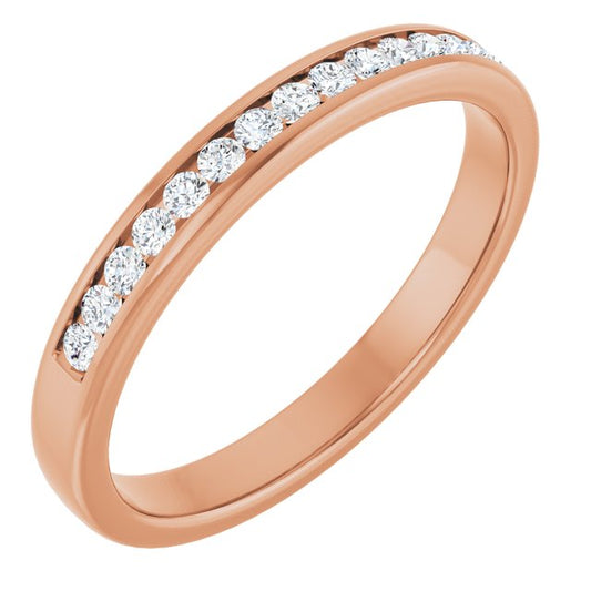 14K Rose Gold Round 1.75 Mm Polished 1/3 Ctw Natural Diamond Band, Size 11