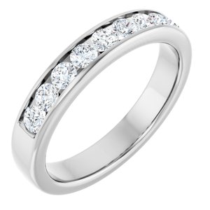 Platinum Round 3 Mm Polished 3/4 Ctw Natural Diamond Band Size 11