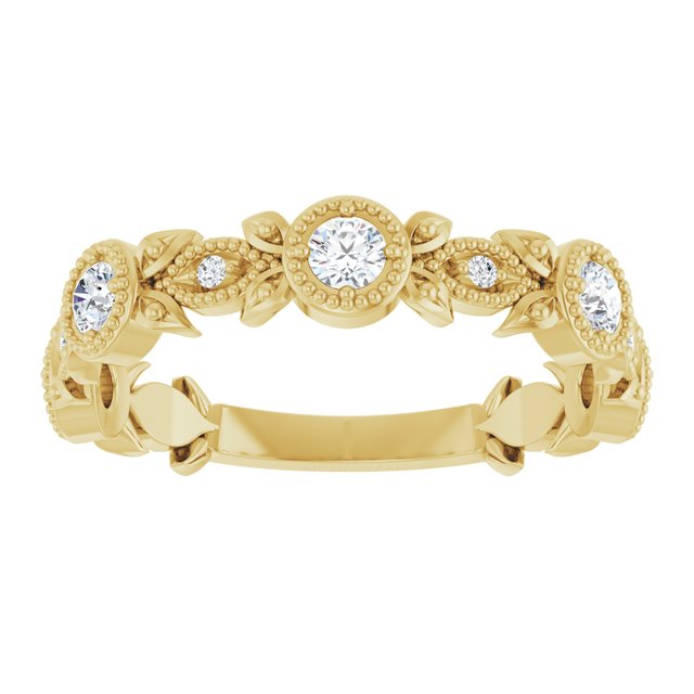 14K Yellow Or White Gold Round  2.5 Mm Polished Natural Diamond Leaf Pattern Ring