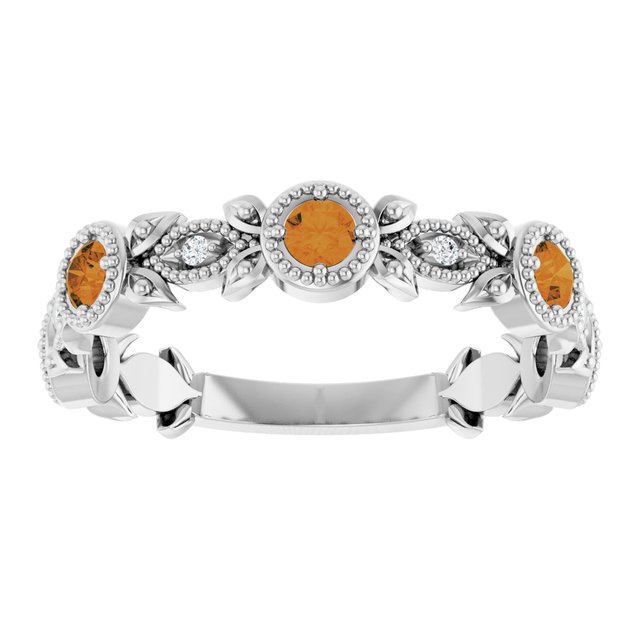 14K Yellow Or White Gold Round  2.5 Mm Polished Natural Diamond Leaf Pattern Ring