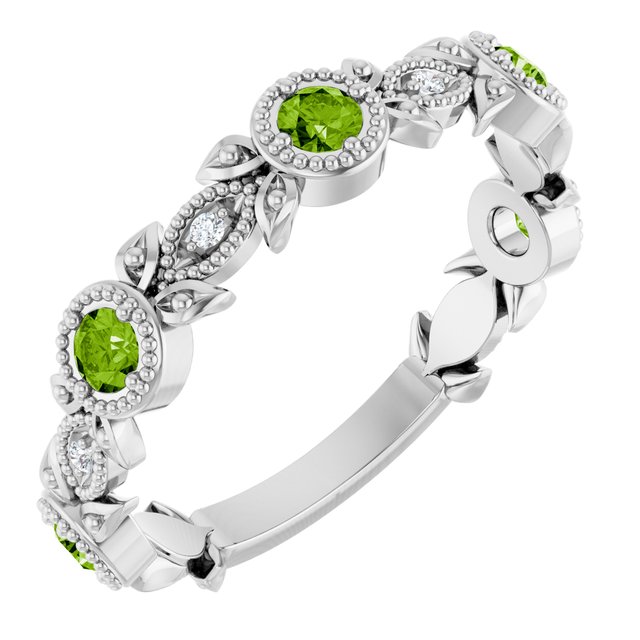 14K Yellow Or White Gold Round  2.5 Mm Polished Natural Diamond Leaf Pattern Ring