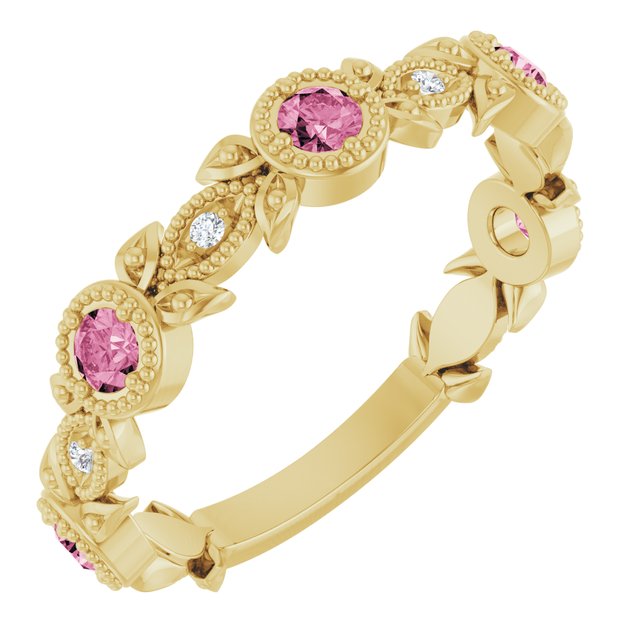 14K Yellow Or White Gold Round  2.5 Mm Polished Natural Diamond Leaf Pattern Ring