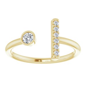 14K Yellow Gold Natural Diamond Round 3 Mm Natural Diamond Polished 1/6 Ctw Natural Diamond Bar Ring Size 7