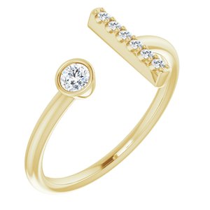 14K Yellow Gold Natural Diamond Round 3 Mm Natural Diamond Polished 1/6 Ctw Natural Diamond Bar Ring Size 7