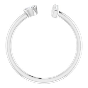 14K White Gold Natural Diamond Round 3 Mm Natural Diamond Polished 1/6 Ctw Natural Diamond Bar Ring Size 7