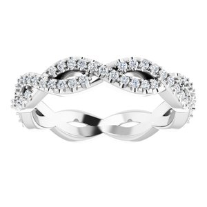 14K White Gold Round 1 Mm G-H Si2-Si3 1/3 Ctw Natural Diamond Infinity-Inspired Eternity Band Size 4.5