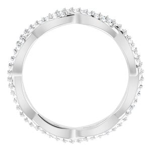 14K White Gold Round 1 Mm G-H Si2-Si3 1/3 Ctw Natural Diamond Infinity-Inspired Eternity Band Size 4.5