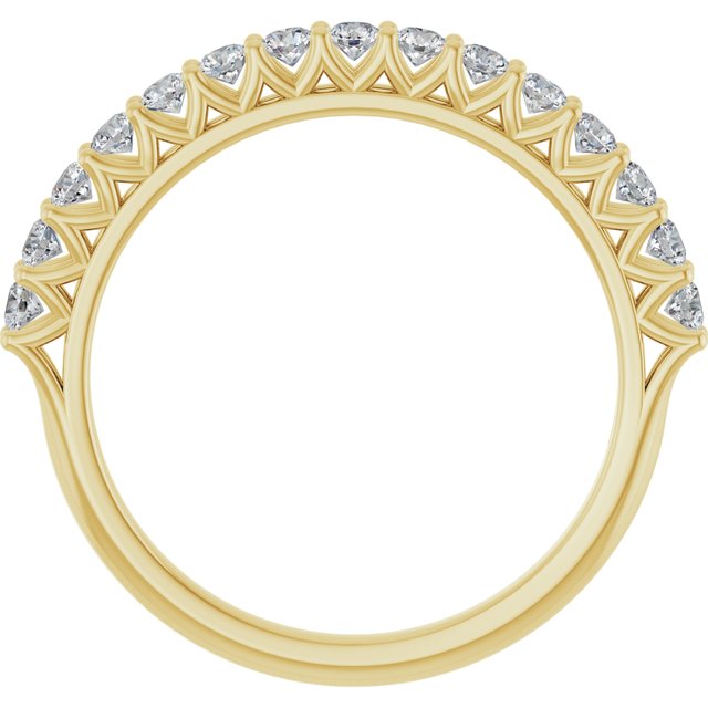14K Yellow Gold Round 2 Mm Polished 1/2 Ctw Lab-Grown Diamond Anniversary Band, Size 7