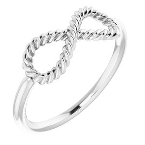 14K White Gold Polished Infinity-Inspired Rope Ring Size 7