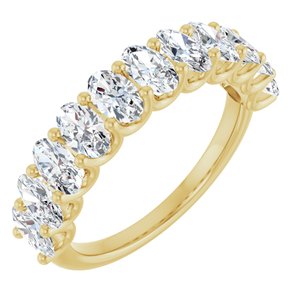 14K Yellow Gold Oval 5 X 3 Mm Polished 2 Ctw Lab-Grown Anniversary Band Size 7