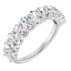14K White Gold Oval 5 X 3 Mm Polished 2 Ctw Lab-Grown Diamond Anniversary Band Size 7