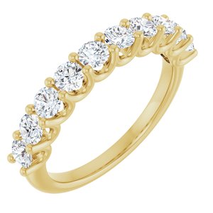 14K Yellow Gold Round 3 Mm Polished 1 Ctw Lab-Grown Anniversary Band Size 7
