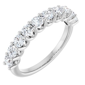 14K White Gold Round 3 Mm Polished 1 Ctw Lab-Grown Anniversary Band Size 7