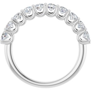 14K White Gold Round 3 Mm Polished 1 Ctw Lab-Grown Anniversary Band Size 7