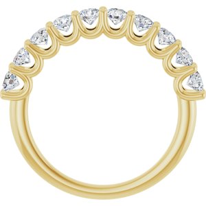 14K Yellow Gold Round 3 Mm Polished 1 Ctw Lab-Grown Anniversary Band Size 7