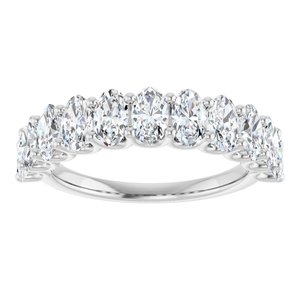 14K White Gold Oval 5 X 3 Mm Polished 2 Ctw Lab-Grown Diamond Anniversary Band Size 7