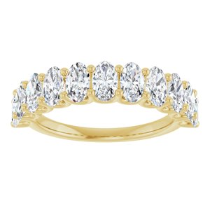14K Yellow Gold Oval 5 X 3 Mm Polished 2 Ctw Lab-Grown Anniversary Band Size 7
