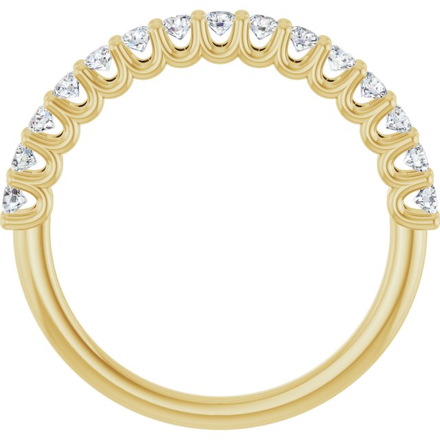 14K Yellow Gold Round 2 Mm Polished 3/8 Ctw Natural Diamond Anniversary Band, Size 7
