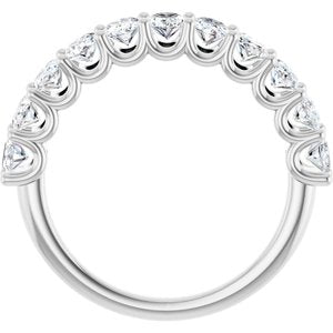14K White Gold Oval 5 X 3 Mm Polished 2 Ctw Lab-Grown Diamond Anniversary Band Size 7