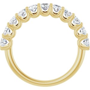 14K Yellow Gold Oval 5 X 3 Mm Polished 2 Ctw Lab-Grown Anniversary Band Size 7