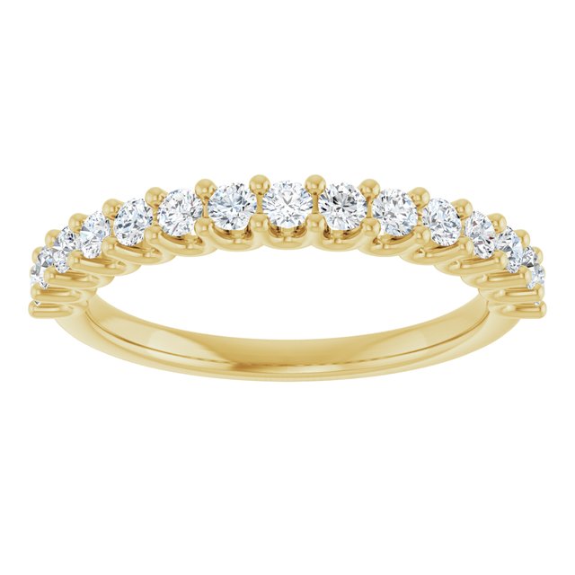 14K Yellow Gold Round 2 Mm Polished 3/8 Ctw Natural Diamond Anniversary Band, Size 7
