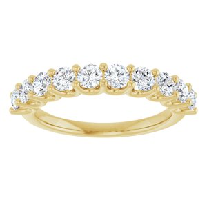 14K Yellow Gold Round 3 Mm Polished 1 Ctw Lab-Grown Anniversary Band Size 7