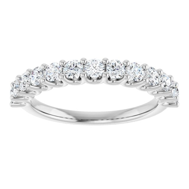 14K White Gold Round 2.5 Mm Polished 3/4 Ctw Natural Diamond Anniversary Band, Size 7