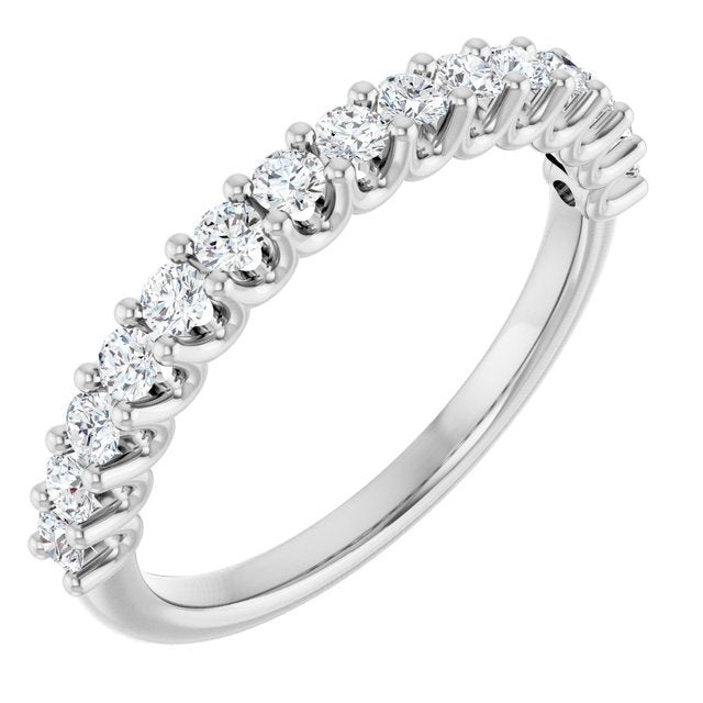 14K Yellow Or White Gold Round 2 Mm Polished 1/2 Ctw Lab-Grown Diamond Anniversary Band, Size 7
