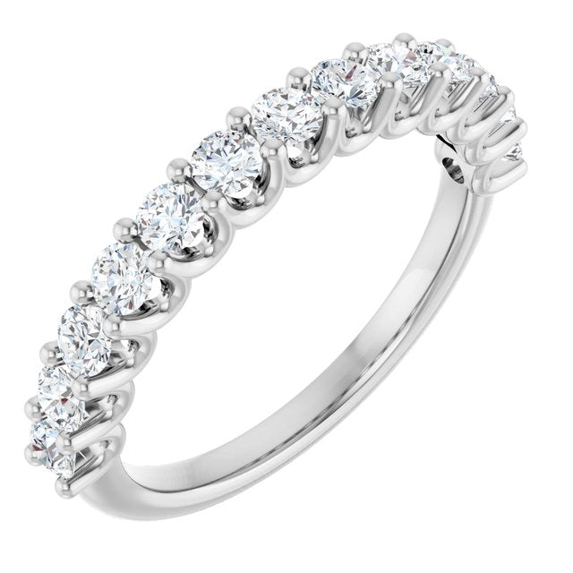 14K White Gold Round 2.5 Mm Polished 3/4 Ctw Natural Diamond Anniversary Band, Size 7