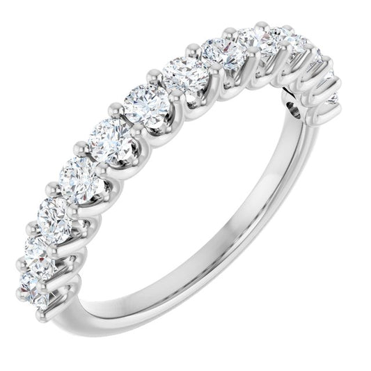 14K White Gold Round 2.5 Mm Polished 3/4 Ctw Natural Diamond Anniversary Band, Size 7