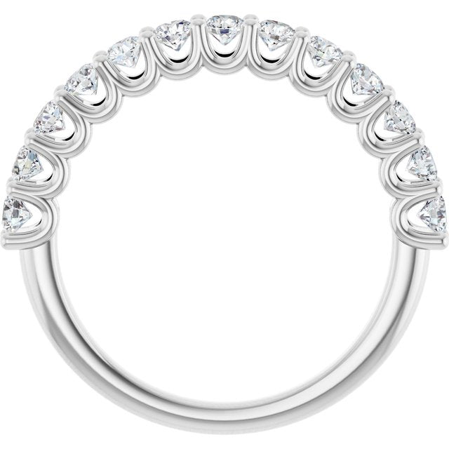14K White Gold Round 2.5 Mm Polished 3/4 Ctw Natural Diamond Anniversary Band, Size 7