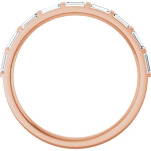 14K Rose Gold Straight Baguette 3 X 1.25 Mm Polished 1/4 Ctw Lab-Grown Diamond Anniversary Band Size 7